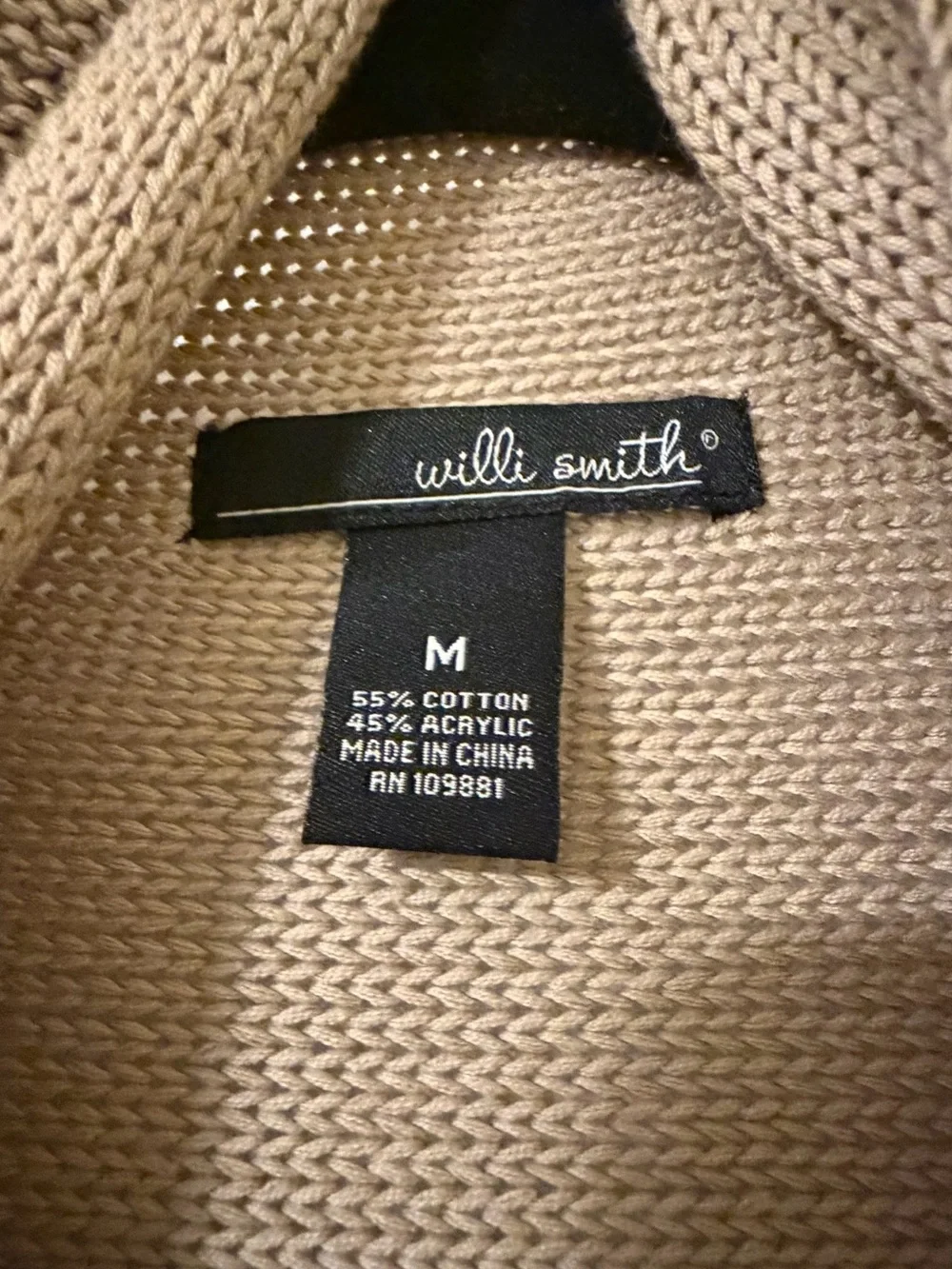 Willi Smith Fringe Knit Open Front Vest - Taupe